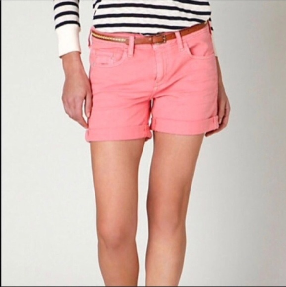 Pilcro and the Letterpress Pants - Pilcro Anthro Pink Coral Stet Roll Up Shorts
